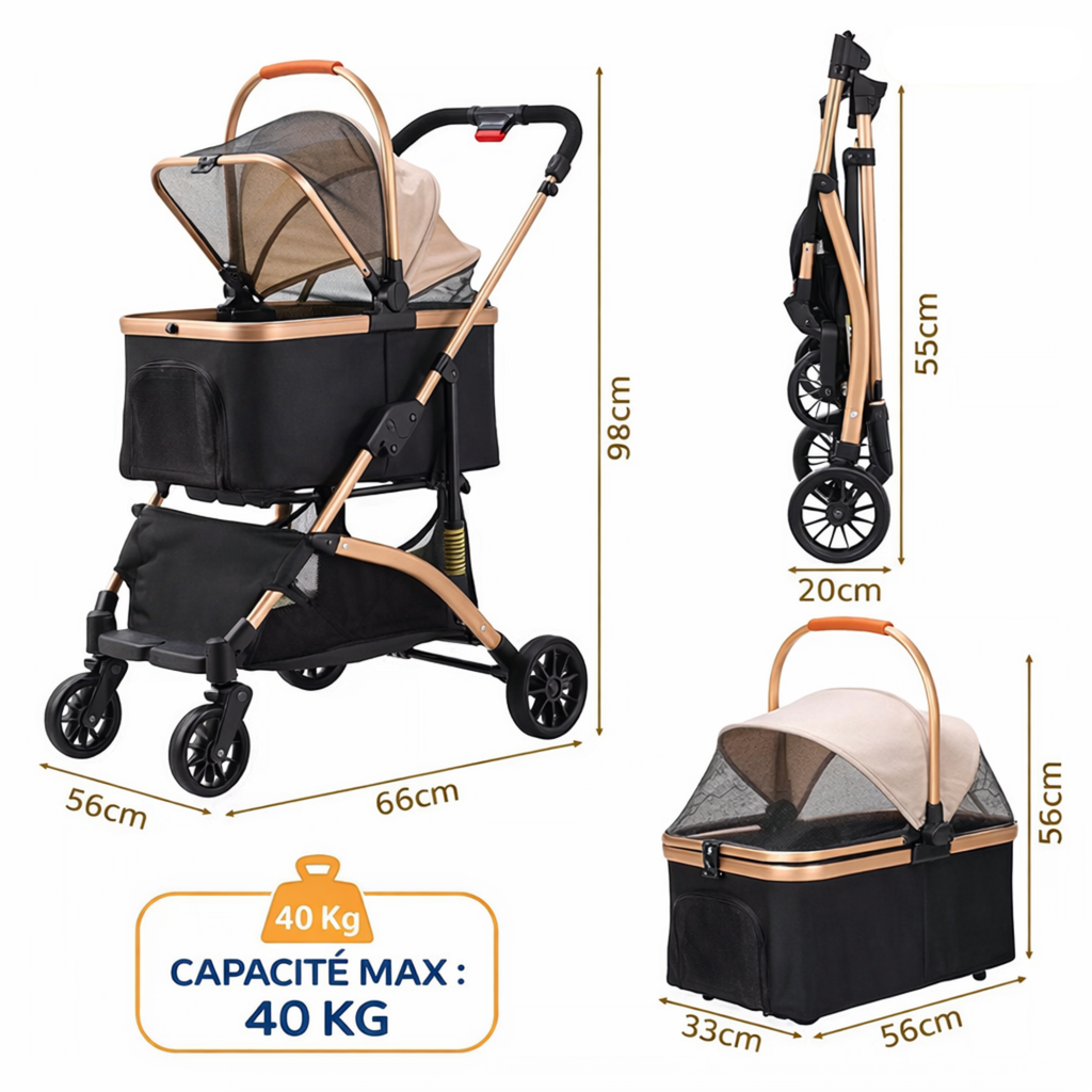 Poussette pour chien tout-confort 40kg