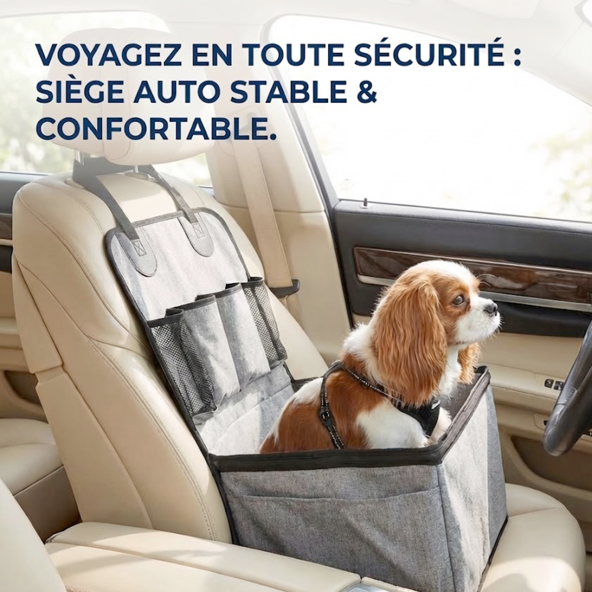Siège auto multi-poches pour petit chien