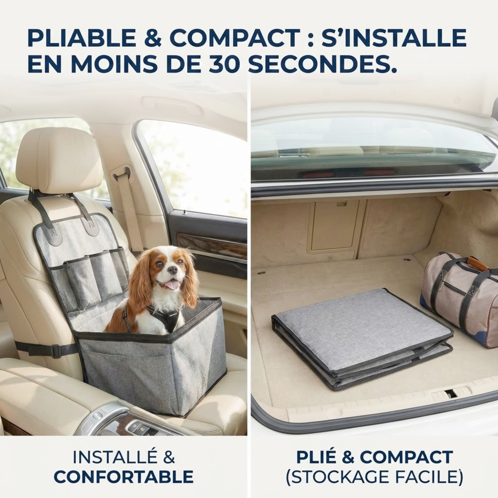Siège auto multi-poches pour petit chien