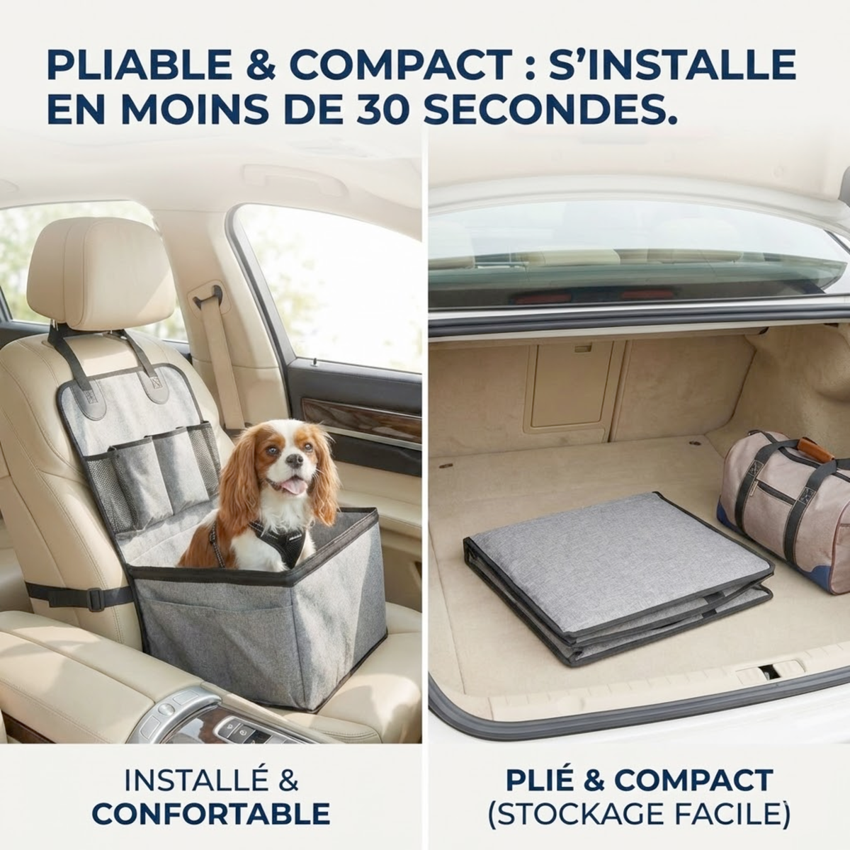 Siège auto multi-poches pour petit chien