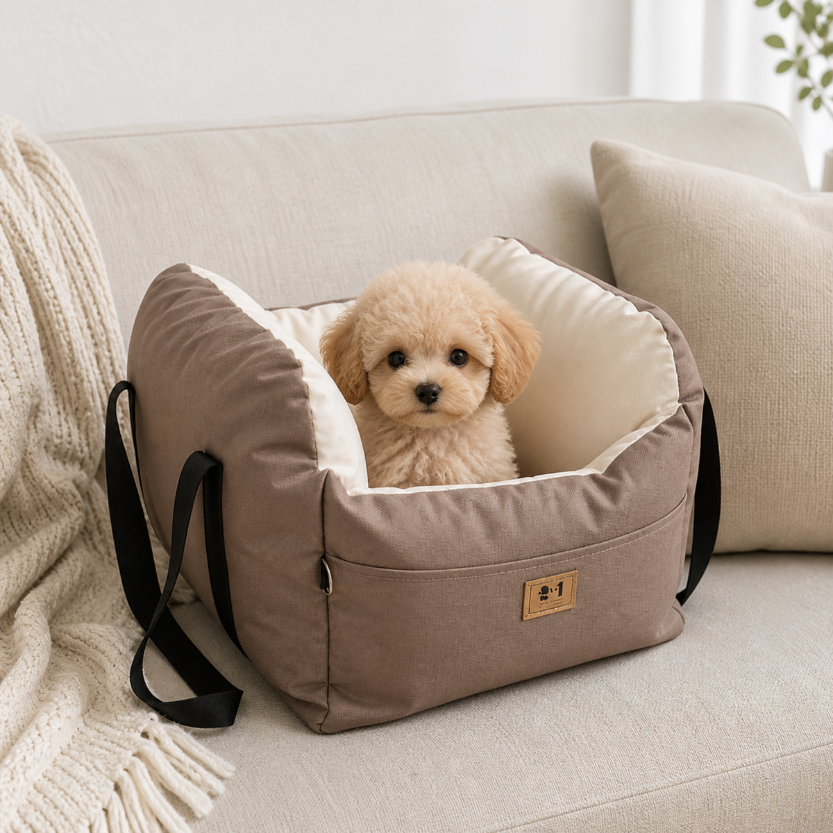 Siège auto & sac de transport 2-en-1 pour petit chien