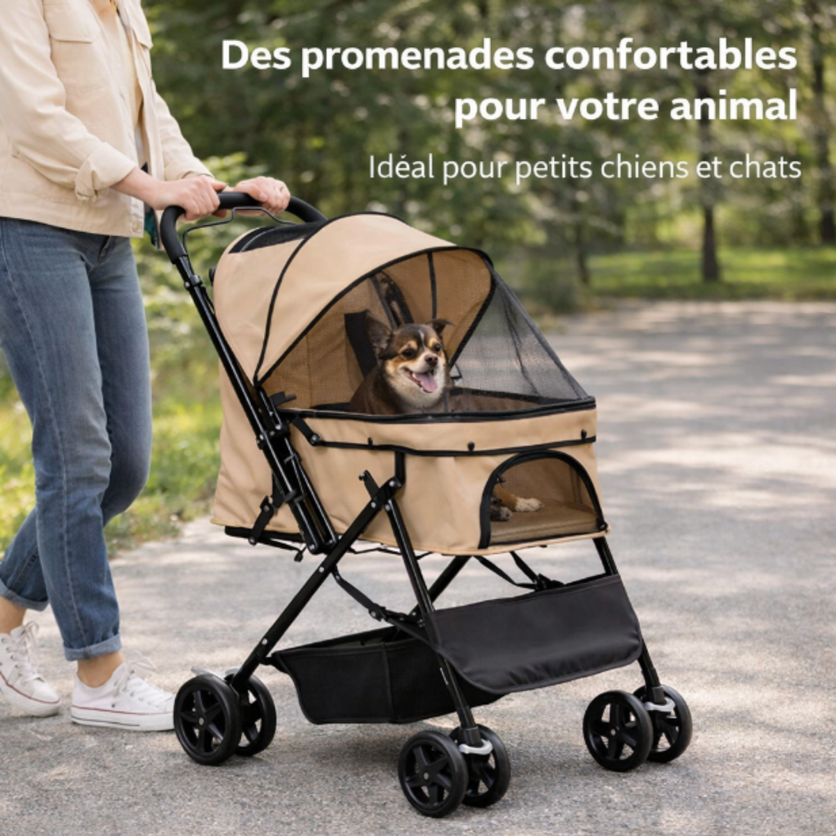Poussette compacte pour petits chiens