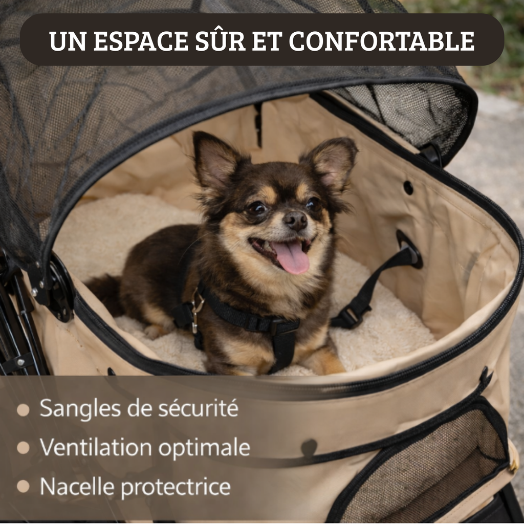 Poussette compacte pour petits chiens