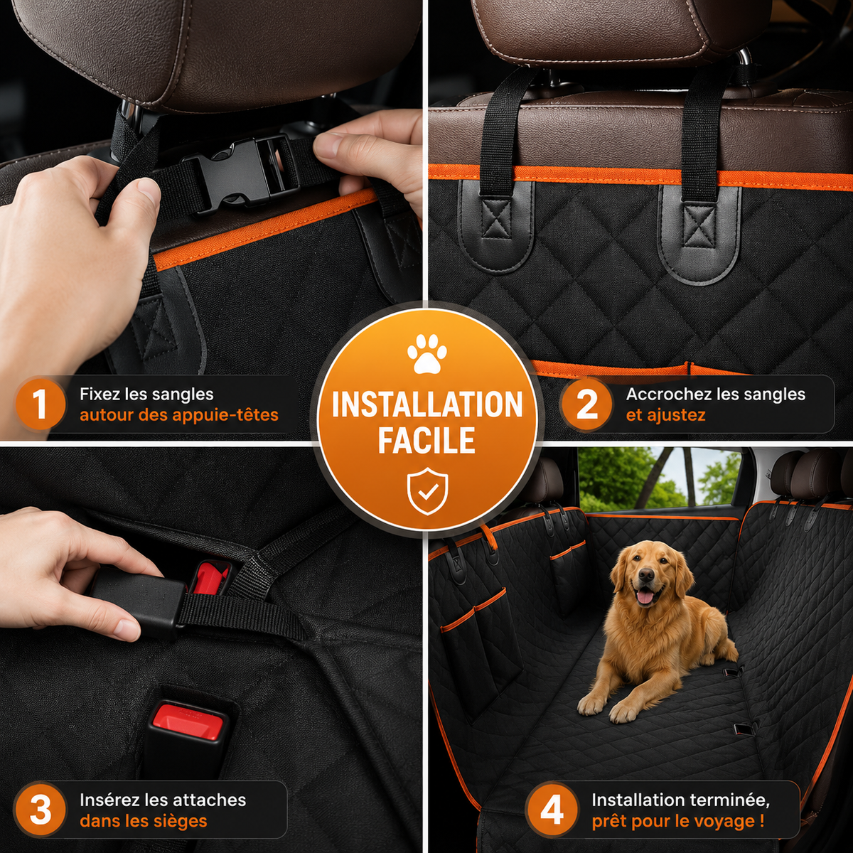 Housse siège arrière voiture chien | Imperméable