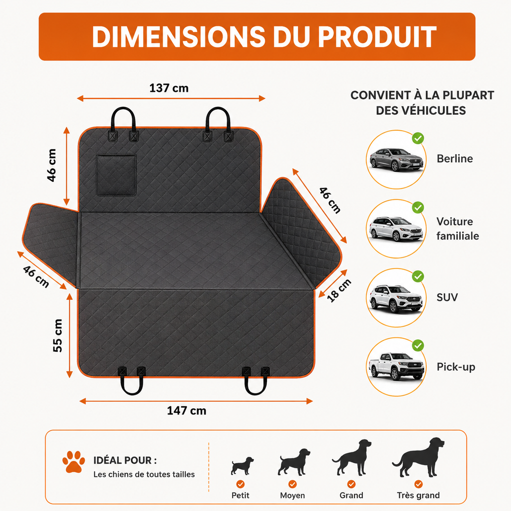 Housse siège arrière voiture chien | Imperméable