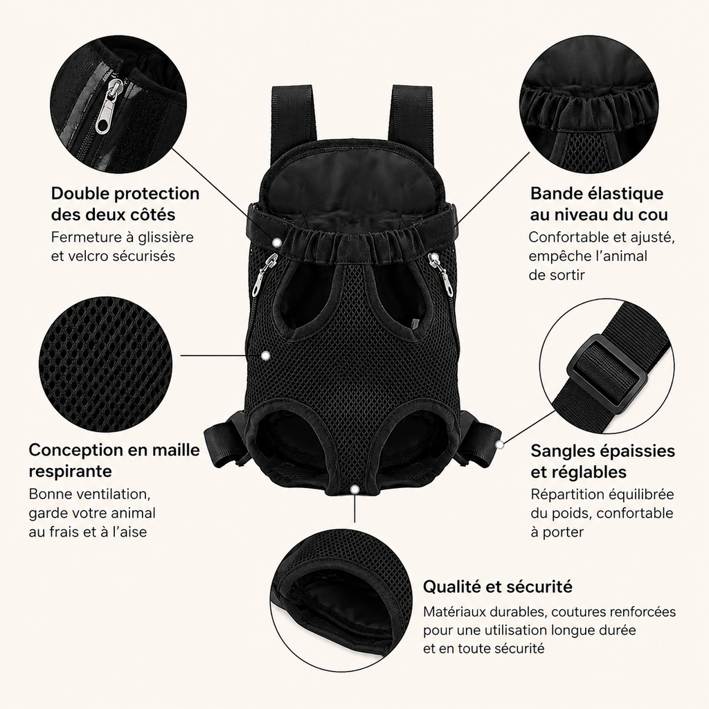 Sac porte-chien ventral jusqu'à 9,5 kg