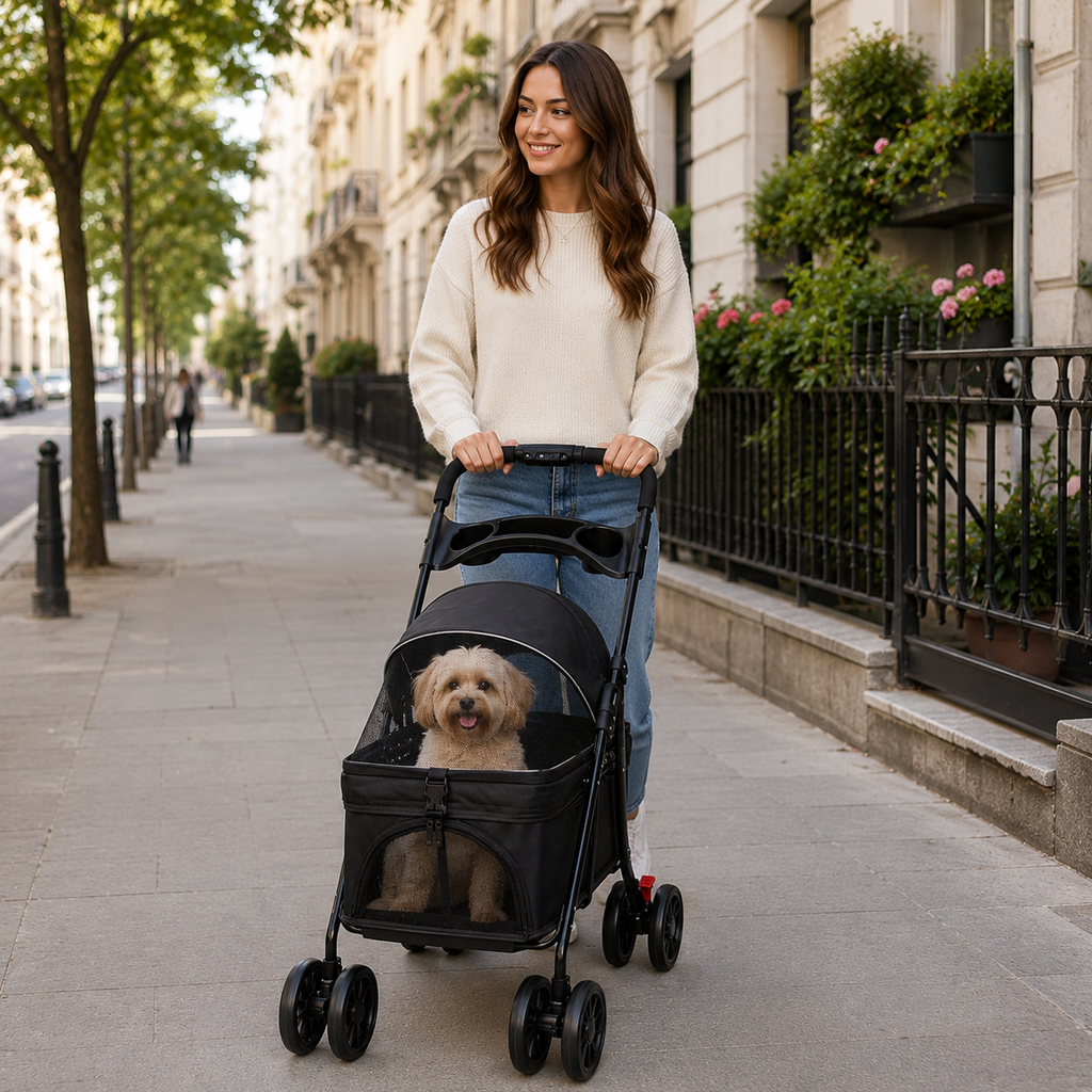 Poussette chien basse jusqu'à 15 kg