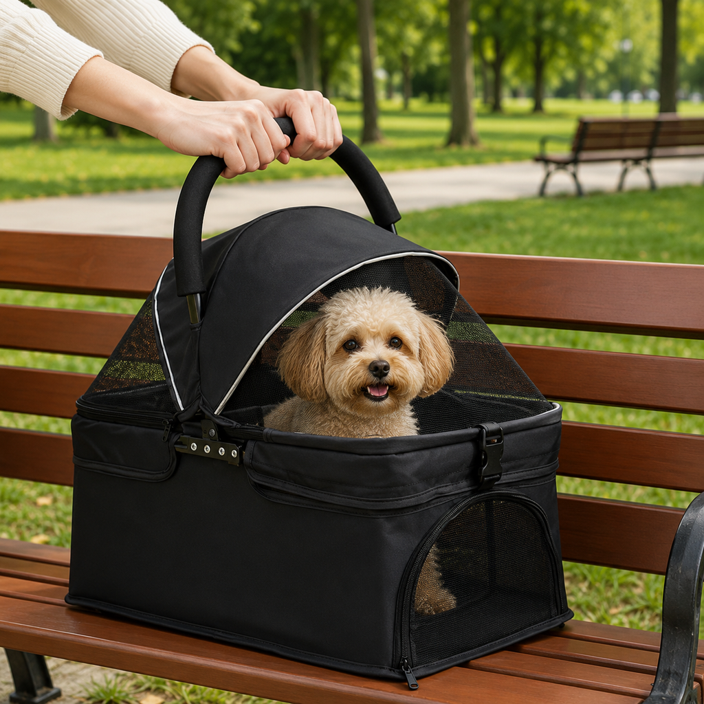 Poussette chien basse jusqu'à 15 kg