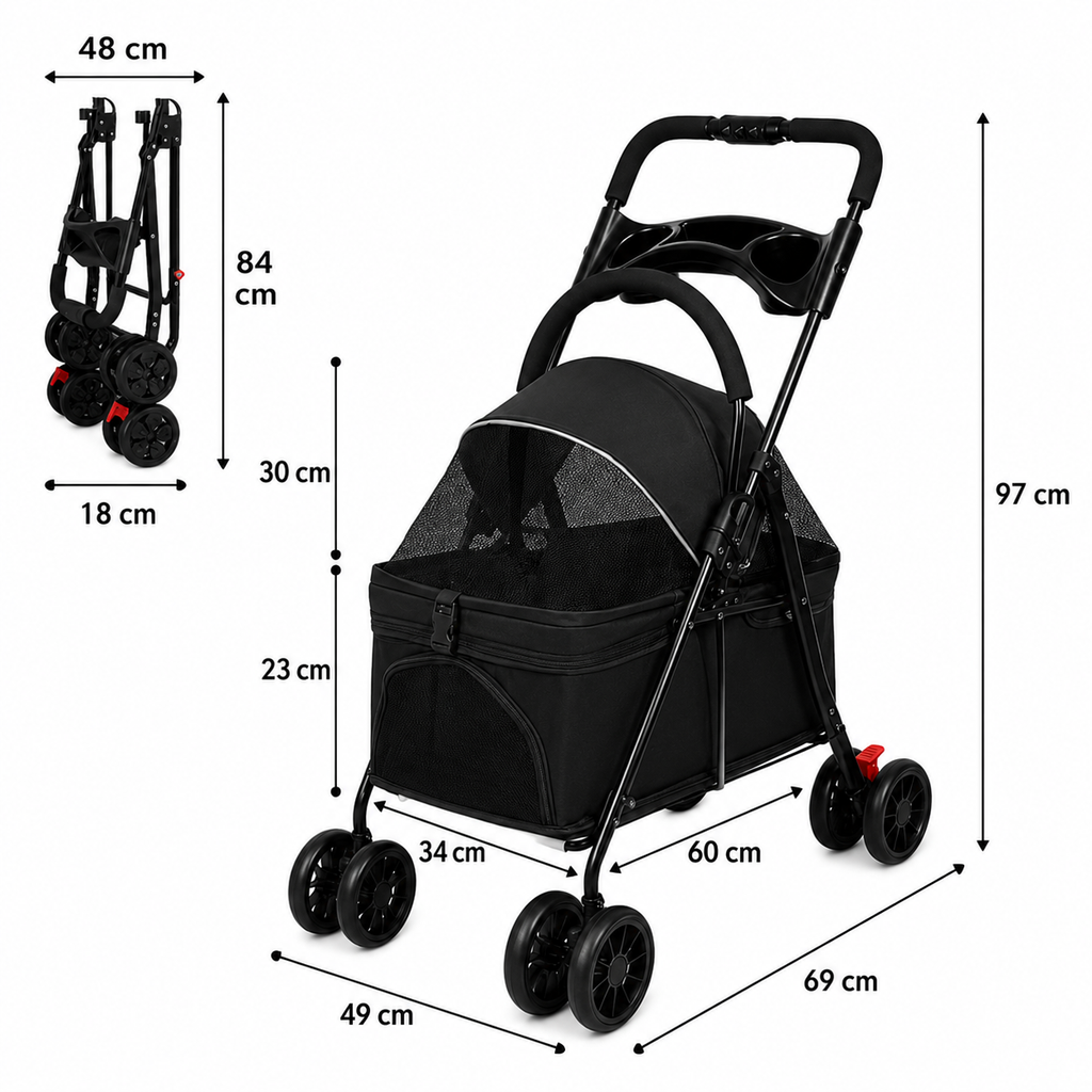 Poussette chien basse jusqu'à 15 kg
