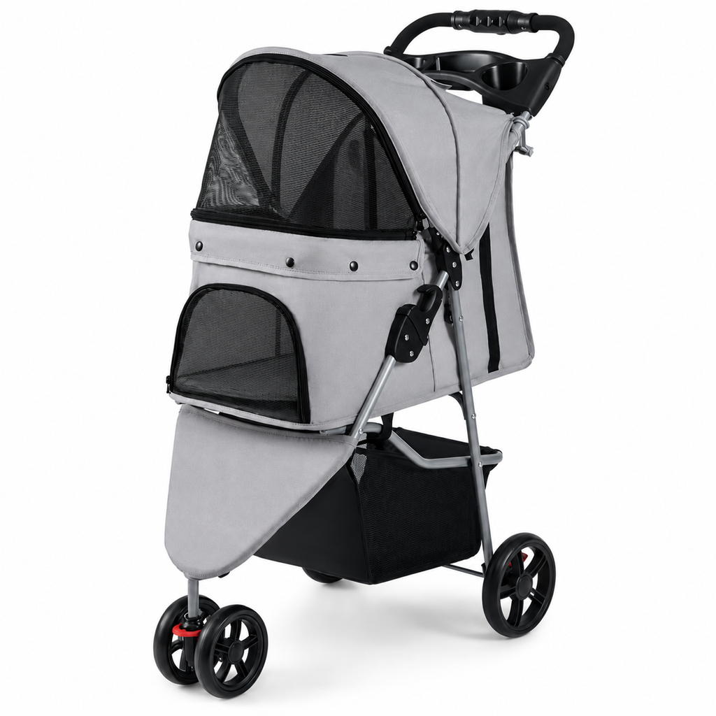 Poussette chien 3 roues | Légère 5 kg, chien jusqu'à 15 kg