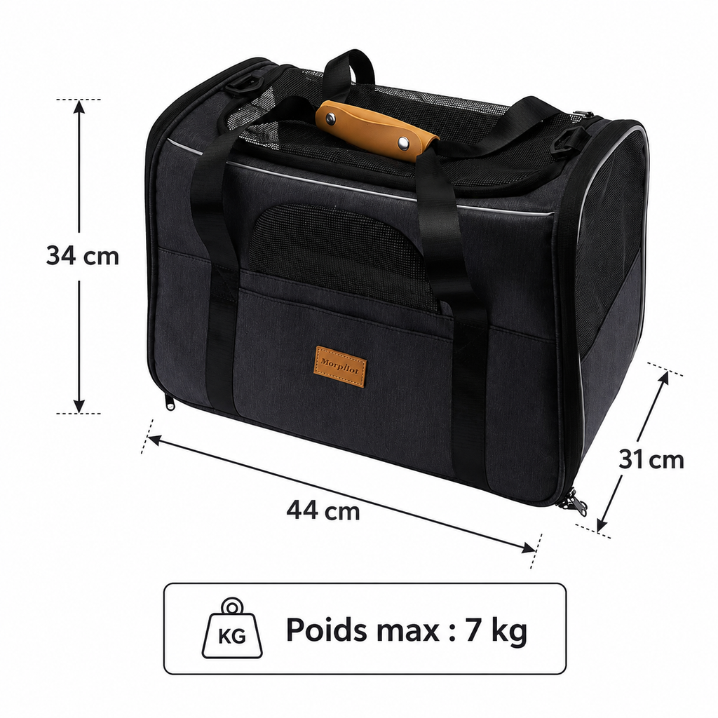 Sac de transport chien | Respirant & sécurisé pour chiens jusqu'à 7 kg
