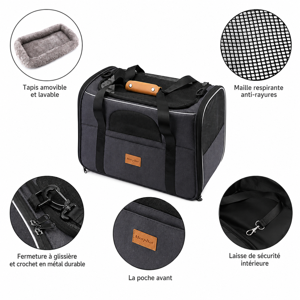 Sac de transport chien | Respirant & sécurisé pour chiens jusqu'à 7 kg