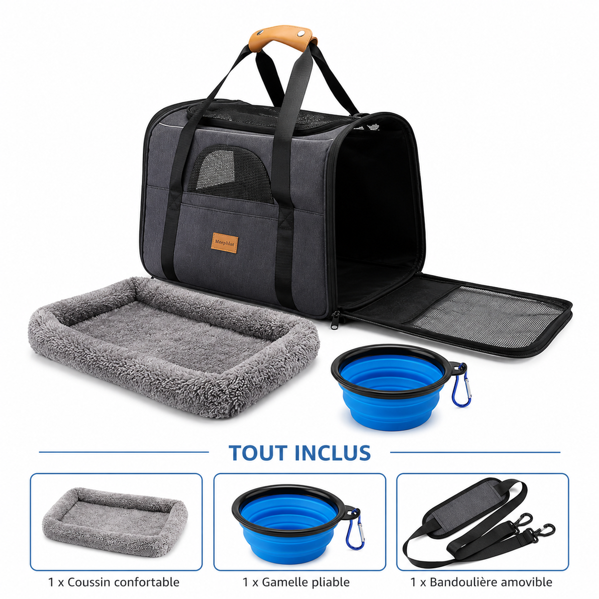 Sac de transport chien | Respirant & sécurisé pour chiens jusqu'à 7 kg