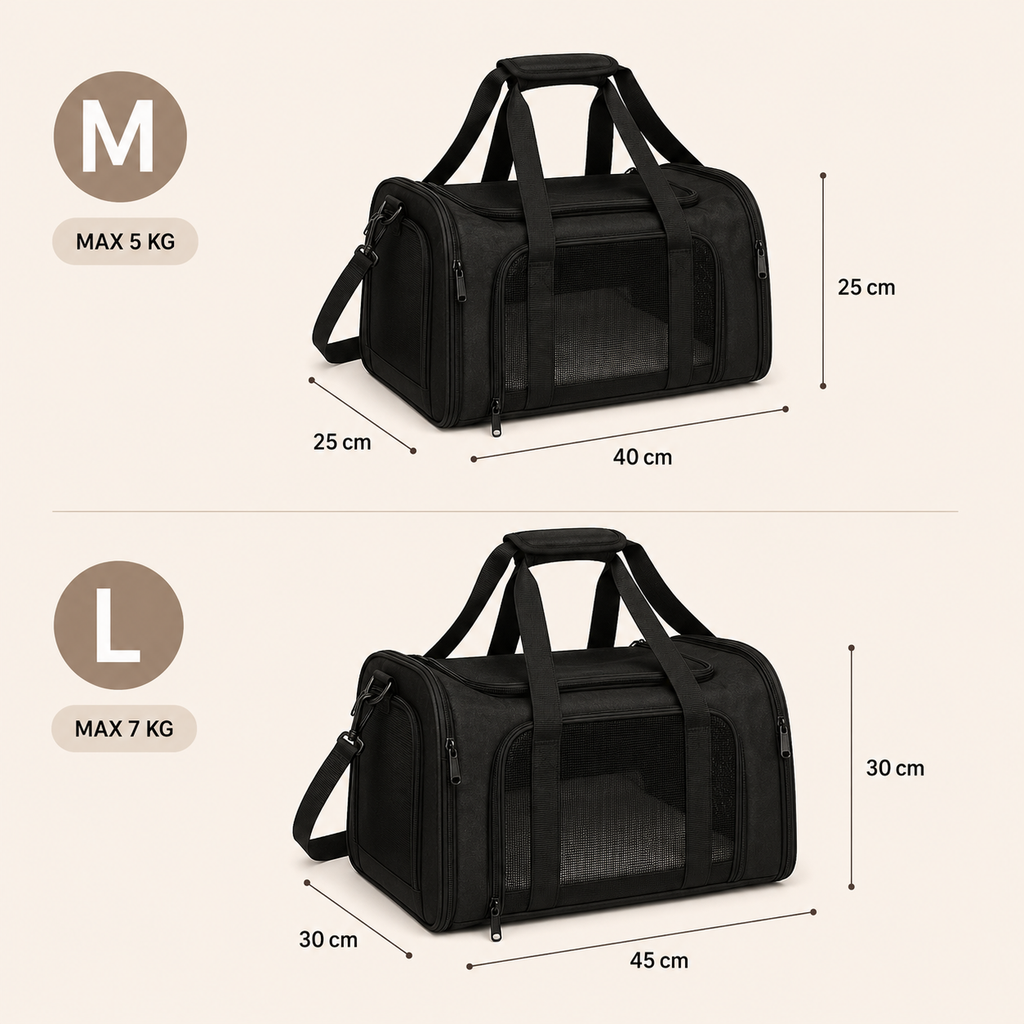 Sac de transport homologué cabine avion jusqu'à 7 kg